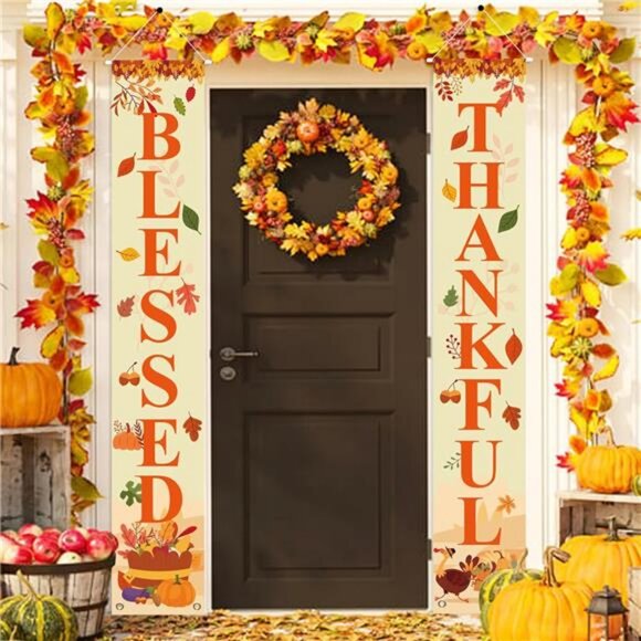 Pumpkin Maple Leaves Welcome Sign for Home Farmhouse Decor 70 x 12 Inch - Picture 12 of 14